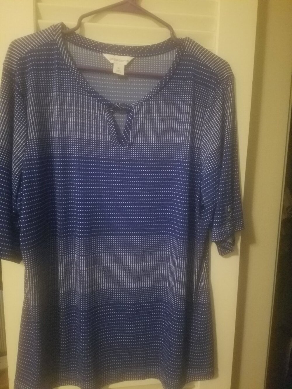 Liz Claiborne Blue and White Dot Print Blouse